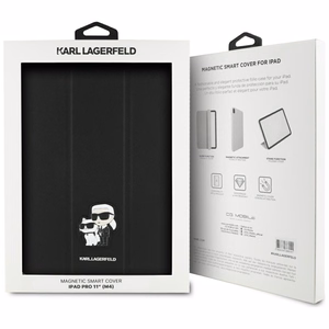 Karl Lagerfeld Saffiano Magnetic Karl & Choupette iPad Pro 11" 2024 Book Cover Case - Black