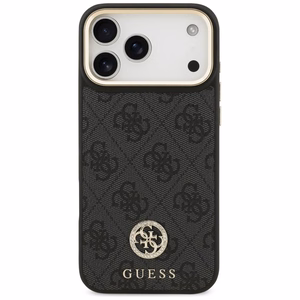 Guess чехол для iPhone 17 Pro Max совместимый с MagSafe GUHMP17XP4GRMDEK (PU W/ 4G Strass Logo) чёрный