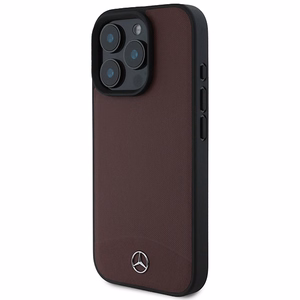 Mercedes Textured And Plain Leather MagSafe case for iPhone 16 Pro - red