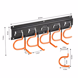 Maclean MC-193 pie sienas stiprināms dārza instrumentu organizators, tērauda, ar āķiem, maksimālā slodze 30 kg, platums 40 cm