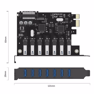 Orico PVU3 PCIe paplašināšanas karte ar 7 USB 3.0 pieslēgvietām galddatoriem – melns