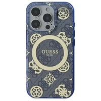 Guess GUHMP16XH4PYEEB iPhone 16 Pro Max 6.9" zils/zils cietais apvalks IML Peony On 4G Background Magnētiskais