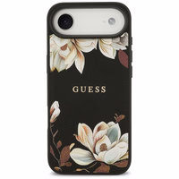 Guess Grained Flowers Classic Logo MagSafe viedtālruņa apvalks iPhone Air - melns