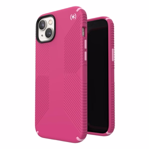Speck Presidio2 Grip MagSafe vāciņš ierīcei iPhone 14 Plus, ar neslīdošu satvērienu, “Digital Pink / Blossom Pink / White” krāsu kombinācija