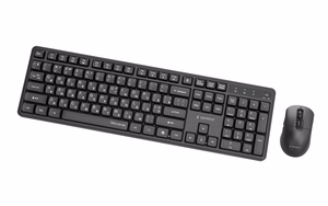 GEMBIRD KBS-WMS-01-CYRL bezvadu tastatura un pele, kirilica, melna