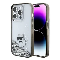 Karl Lagerfeld Liquid Glitter Choupette viedtālruņa apvalks iPhone 15 Pro Max - caurspīdīgs