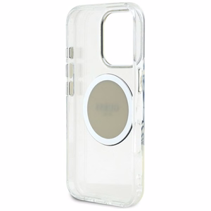 Guess IML Metal Colored Circle Classic Logo Magnētiskais viedtālruņa apvalks iPhone 16 Pro Max - pelēks