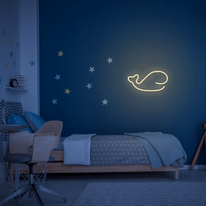 Neon LED Light WHALE warm balts Bat + USB FLNE09 Forever Light