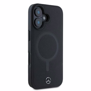 Mercedes gludas ādas magnētiskais iPhone 16 Plus viedtālruņa apvalks - melns