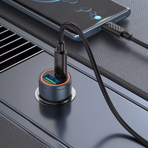 Автомобильное зарядное устройство Hoco USB A + USB C PD QC3.0 3A 30W Z57A металл серое