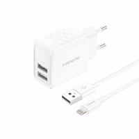 FONENG tīkla lādētājs EU53 2.4A 12W 2xUSB + kabelis Lightning balts