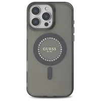 Guess IML Rhinestones Magnētiskais viedtālruņa apvalks iPhone 16 Pro - melns