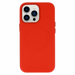 Magnētiskais ādas apvalks iPhone 14 sarkans