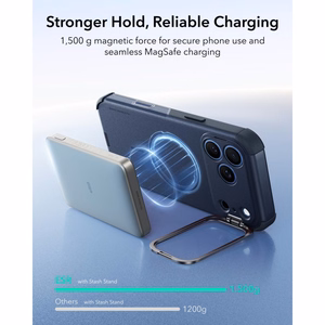 ESR Cyber Tough Kickstand MagSafe maciņš, paredzēts iPhone 18 Pro / 17 Pro, tumši zils
