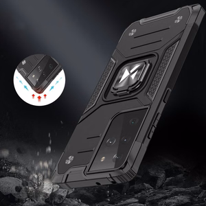 Wozinsky Ring Armor Tough Hybrid apvalks viedtālrunim Samsung Galaxy S22 Ultra sudraba krāsas ar magnētisko turētāju