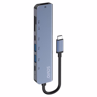 Savio AK-82 interface hub USB Type-C 5000 Mbit/s melns