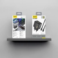 Dudao A28PCEU PD 45W GaN 2xUSB-C Wall Lādētājs with USB-C Kabelis - Melns