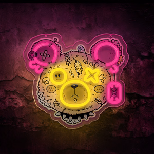 Neon ART LED PUNK TEDDY BEAR rozā-dzeltens FLA01 Forever Light