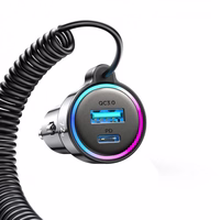 Automašīnas turētājs Joyroom "JR-CL07" melns 72W (1xPD / 1xQC3.0 / ar LED apgaismojumu) + "Type-C" kabelis 160cm