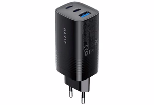 Havit UC20 - GaN 65 W trīs portu ceļojumu lādētājs, melns