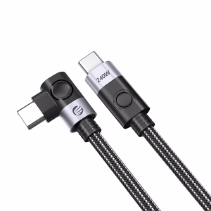Orico CW240 leņķa USB-C–USB-C PD, 240 W, 20 Gbps kabelis, 0,5 m – melns