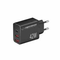 Esperanza EZC106K mains charger 42W melns