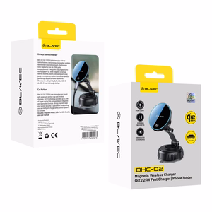 Blavec Car turētājs BHC-02 Qi2.2 25W vacum magnetic with induction lādētājs to windshield (BHC02-QI2PMWIB)melns
