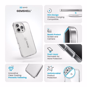 Speck GemShell vāciņš iPhone 16 Pro tālrunim, Clear
