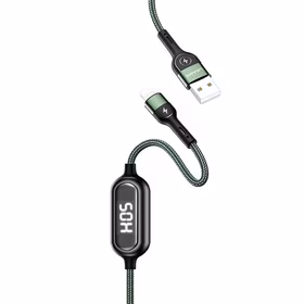 USAMS Kabelis pīts U48 LIGHTNING 1,2M 2A FAST CHARGING LED zaļš SJ423USB02 (US-SJ423)