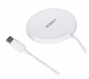 AUKEY Aircore Magnetic LC-A1 bezvadu magnētiskais Qi lādētājs USB-C 15W balts