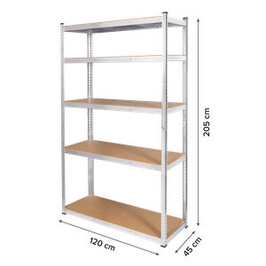 Rebel metāla noliktavas plaukts 205 x 120 x 45, sudraba krāsā