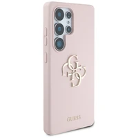 Viedtālruņa apvalks Samsung Galaxy S25 Ultra – rozā, Guess silikona lielais 4G logotipa apakšējais uzraksts