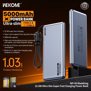 Portatīvais lādētājs WK Design „WP-60“ zils 5000mAh (22.5W)