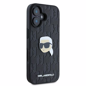 Karl Lagerfeld Monogramma Karl Galvas Piespraude iPhone 16 Viedtālruņa Apvalks - Melns
