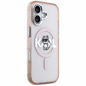KARL LAGERFELD viedtālruņa apvalks IPHONE 17 ar MagSafe saderīgs (IML Choupette zīmējuma logotipu) - rozā