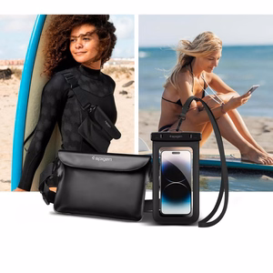 Spigen Aqua Shield A621 ūdensizturīga gurnu soma + peldošs apvalks - melns