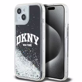 DKNY viedtālruņa apvalks iPhone 15 6,1" HC DKHCP15SLBNAEK melns HC šķidrie spīdumi ar arku logotipu