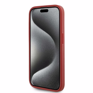 Karl Lagerfeld diagonāli stepēts Script viedtālruņa apvalks iPhone 15 Pro - sarkans
