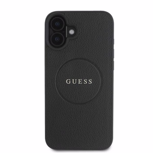Viedtālruņa apvalks Guess Grūdēts zelta gredzens MagSafe iPhone 16 Plus - melns
