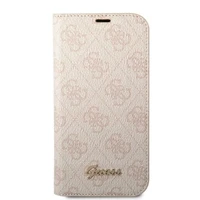 Viedtālruņa apvalks Guess GUBKP14LHG4SHP iPhone 14 Pro 6.1" - rozā / rozais logotips 4G Vintage Gold Logo