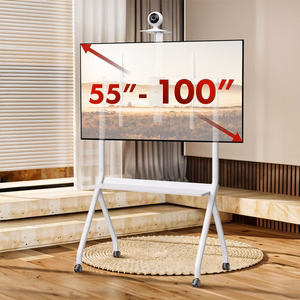 Maclean TV stand / cart, camera shelf, on casters, 55-100", max load 120kg/10kg shelf, max. VESA 900x600, balts, MC-114 W
