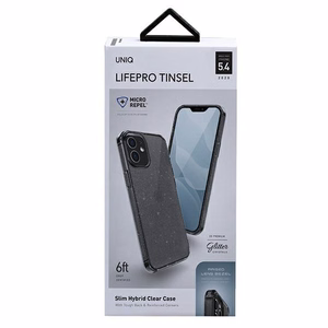 Uniq LifePro Tinsel viedtālruņa apvalks iPhone 12 mini - melns