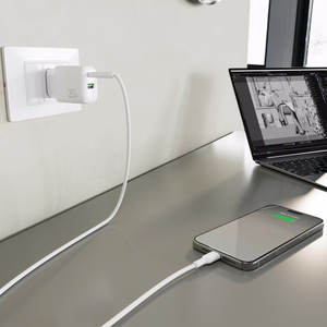 Puro PROLITE 20W sienas lādētājs USB-A / USB-C + USB-C - USB-C kabelis 1.2m - balts