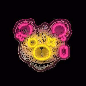 Neon ART LED PUNK TEDDY BEAR rozā-dzeltens FLA01 Forever Light