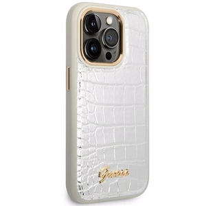 Guess Croco Collection viedtālruņa apvalks iPhone 14 Pro 6.1 - sudrabains