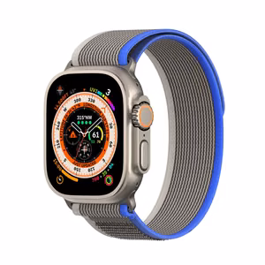 Sporta Velcro siksna Apple Watch Ultra / 9 / 8 / 7 / 6 / SE / 5 / 4 / 3 / 2 / 1 (42, 44, 45, 49 mm) Dux Ducis siksna YJ versija - zila-pelēka