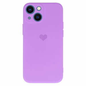 Viedtālruņa apvalks ar silikona sirds dizainu Iphone 14 Plus, dizains 1 violeta