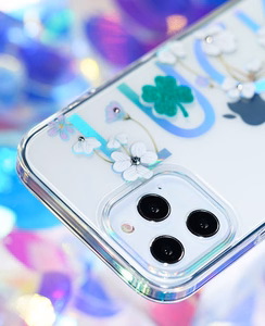 Kingxbar Lucky Series case decorated with original Swarovski crystals iPhone 12 mini transparent (Clover)