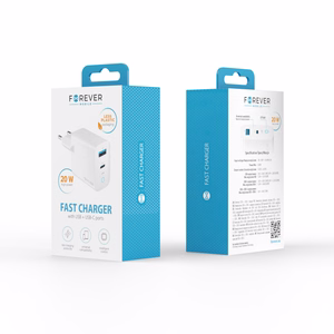 Forever TC-06-20AC PD QC lādētājs 1x USB-C 1x USB 20W balts