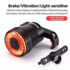 Rockbros Q5 aizmugurējais velosipēda lukturis ar Intelligent Stop System - melns